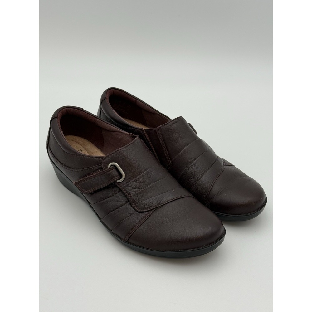 CLARKS Collection Womens 6.5 Soft Cushion Brown Leather Pleated Loafers #15807